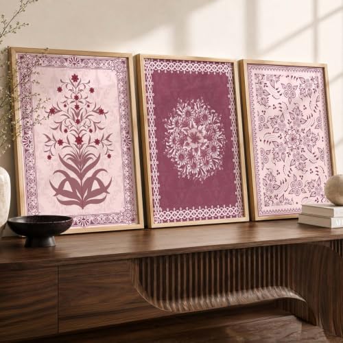 kotart Traditional Wall Art Painting With Frame Pichwai Art Home Decoration For Living Room Bed Room Hotel Wall Decor Digital Reprint Set of 3 (19X25 inch)|B0FR96F34X