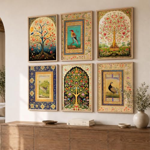kotart Premium Digital Madhubani Paintings with Frame for Home Decoration - Traditional Painting for Living Room Bedroom Office Room Decor - Painting for Wall Decoration - Pack of 6 (Art 6, 10x13 inch)|B0CNZHP7C7