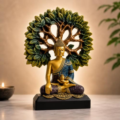 eCraftIndia Lord Buddha Statue for Home Decor Living Room | Gautam Buddha Idol Under the Bodhi-Tree | Showpiece Gift for Housewarming Birthday|B0GQBK7H85