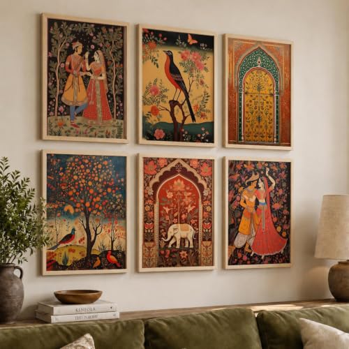 kotart Premium Digital Madhubani Paintings with Frame for Living Room Bedroom Office Room Decor - Pack of 6 (Art 1, 10x13 inch)|B0CNZH39HQ