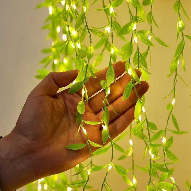 One94Store Artificial Leaf Curtain Lights – 200 LED Warm White Fairy String Lights, 3x1m, Remote Control with 8 Lighting Modes for Home, Wedding, Party, Diwali, Christmas & Festival Decoration|B0CVGY985K