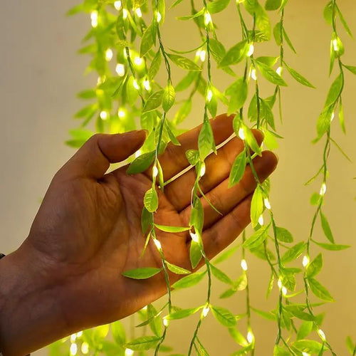 One94Store Artificial Leaf Curtain Lights – 200 LED Warm White Fairy String Lights, 3x1m, Remote Control with 8 Lighting Modes for Home, Wedding, Party, Diwali, Christmas & Festival Decoration|B0CVGY985K