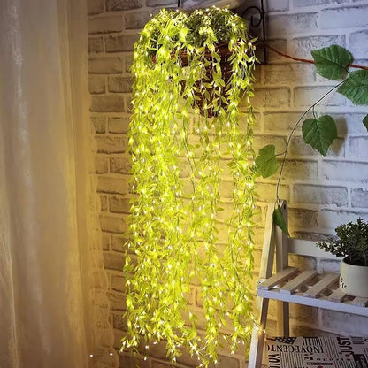 One94Store Artificial Leaf Curtain Lights – 200 LED Warm White Fairy String Lights, 3x1m, Remote Control with 8 Lighting Modes for Home, Wedding, Party, Diwali, Christmas & Festival Decoration|B0CVGY985K
