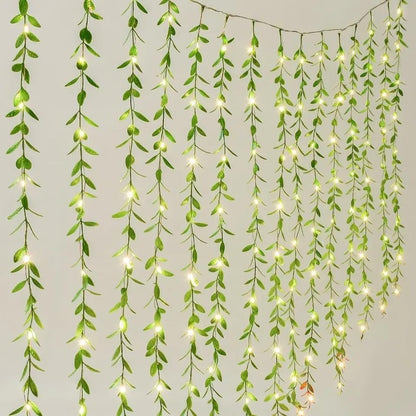 One94Store Artificial Leaf Curtain Lights – 200 LED Warm White Fairy String Lights, 3x1m, Remote Control with 8 Lighting Modes for Home, Wedding, Party, Diwali, Christmas & Festival Decoration|B0CVGY985K